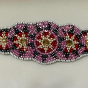 '5 Circle Beaded Barrette w‎ Gemstone centers